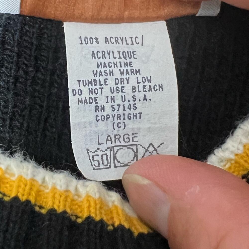 Vintage Pittsburgh Steelers Sweater Men's Large Black Knit Barrel II Acrylic USA - Picture 10 of 10